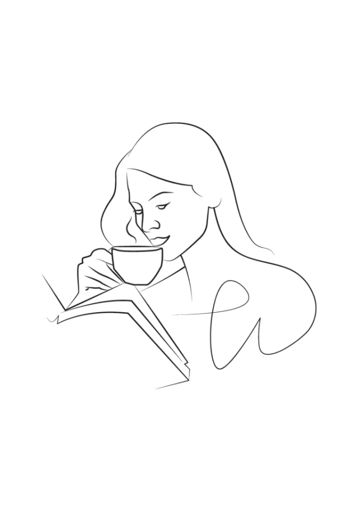 Minimalistická Ilustrácia Žena s Kávou