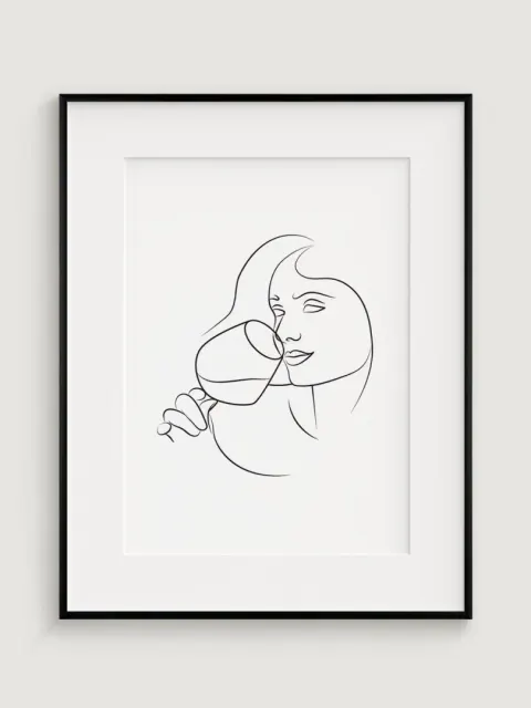 Minimalistic Illustration of Woman With Wine