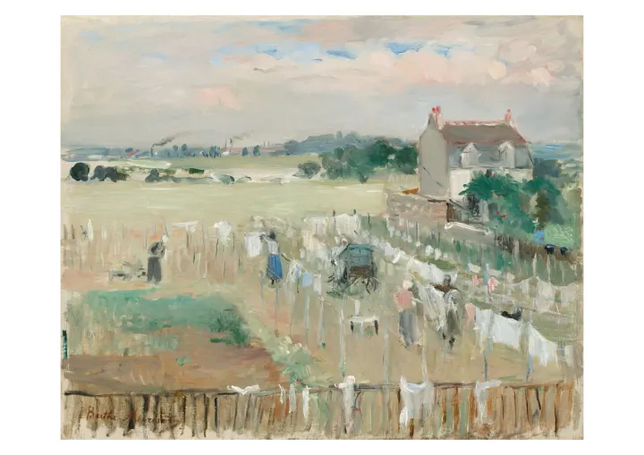 Vešanie bielizne, Berth Morisot, 1875