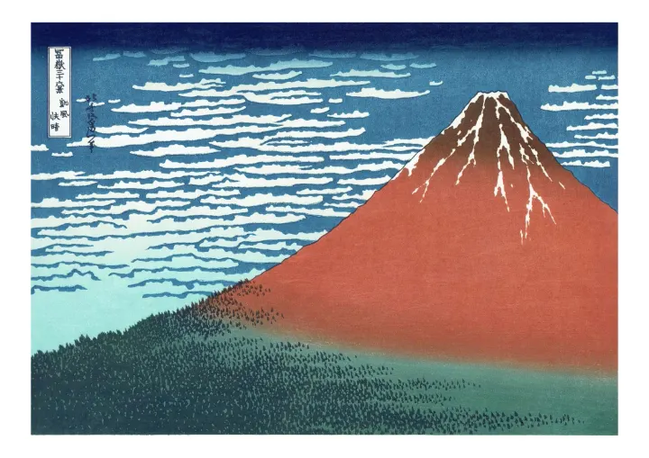 Južný vietor, Jasná obloha (Červená hora Fudži), Katsushika Hokusai, c. 1831