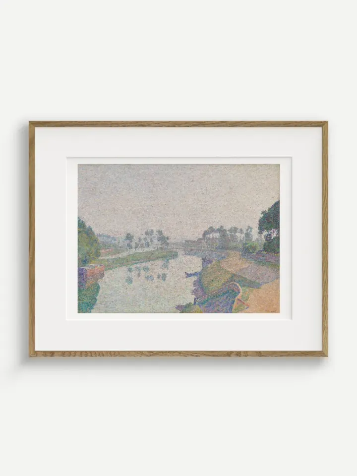 Breh rieky Oise za úsvitu, Louis Hayet, 1888