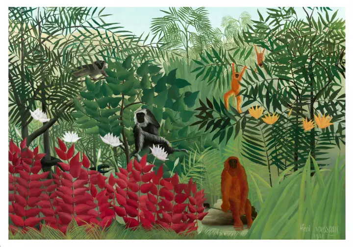 Tropický les s opicami, Henri Rousseau, 1910